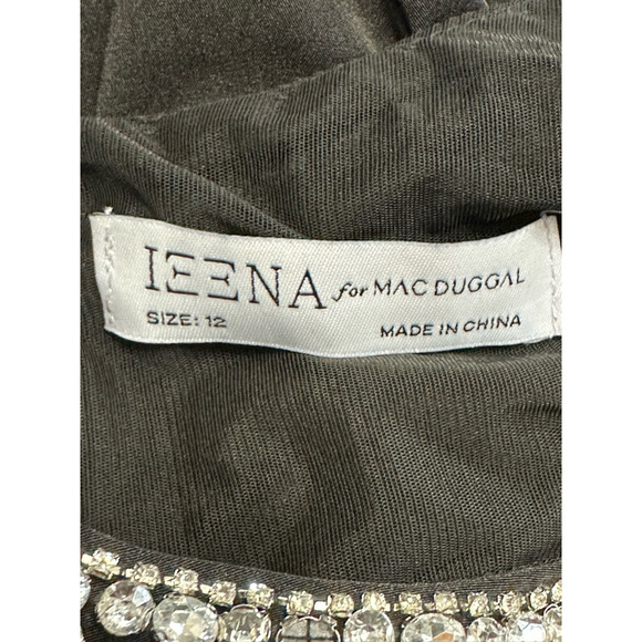 Mac Duggal Maxi Dress Sheath Silhouette Sleeveless Beaded Neck Black W 12 NWT - Picture 10 of 10